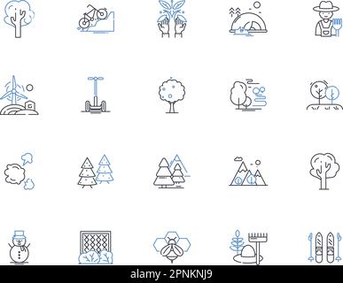 Carbon line icons collection. Graphene, Diamond, Nanotubes, Charcoal, Methane, Carbon dioxide, Coal vector and linear illustration. Peat,Ink,Steel Stock Vector