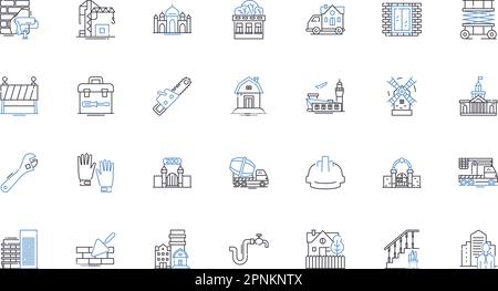 Excavator line icons collection. Digging, Heavyweight, Construction ...