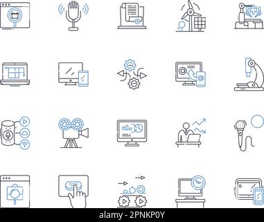 Talking robots line icons collection. Automaton, Conversationalists, Speech synthesizers, Androids, Artificial intelligence, Chatbots, Cyborgs vector Stock Vector