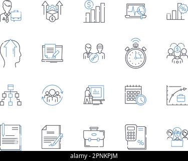 Organizational behavior line icons collection. Communication, Diversity, Perception, Motivation, Power, Leadership, Conflict vector and linear Stock Vector