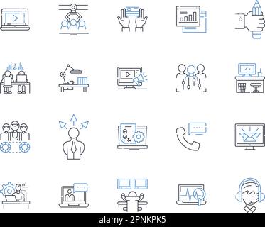 Operational administration line icons collection. Efficiency, Transparency, Optimization, Streamlining, Coordination, Organization, Management vector Stock Vector