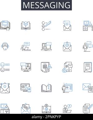 Messaging line icons collection. Chatting, Correspondence, Communicating, Texting, Emailing, Interacting, Exchanging words vector and linear Stock Vector