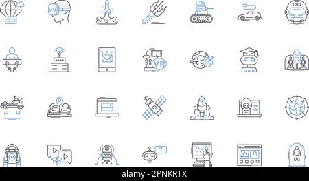 Mobile app line icons collection. Innovation, Efficiency, Productivity, Convenience, Mobility, Connectivity, Interactivity vector and linear Stock Vector