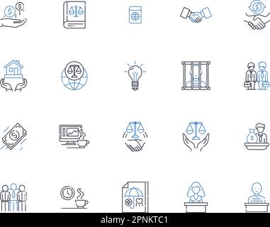 Constitutional rights line icons collection. Equality, Justice, Freedom ...