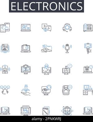 Electronics line icons collection. Technology, Gadgets, Devices, Robotics, Innovation, Automation, Computers vector and linear illustration. Hardware Stock Vector