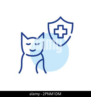Healthcare insurance for cats. Pet healthcare plan. Pixel perfect, editable stroke line icon Stock Vector