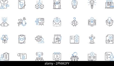 Endorsement line icons collection. Approval, Recommendation, Support, Belief, Accreditation, Commendation, Certification vector and linear Stock Vector