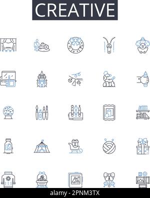Creative line icons collection. Innovative, Resourceful, Artistic, Imaginative, Original, Inventive, Ingenious vector and linear illustration. Clever Stock Vector
