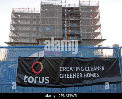 Torus social housing group, refurbishment at Kingsway House,  Latchford, Warrington, Cheshire, England, UK, WA4 1QT Stock Photo