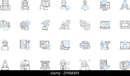 Web Designer line icons collection. Creativity, Design, Coding, Development, Innovation, User Experience, Graphics vector and linear illustration Stock Vector