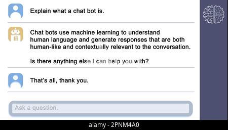Image of online ai chat with texts on white background Stock Photo