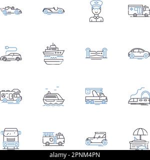 Roaming line icons collection. Travelling, Mobile, International, Connectivity, Nerk, Coverage, Communication vector and linear illustration. Data Stock Vector