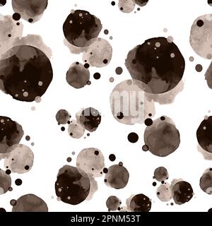 Seamless watercolor polka dots, geometric hand draw pattern. Stock Photo