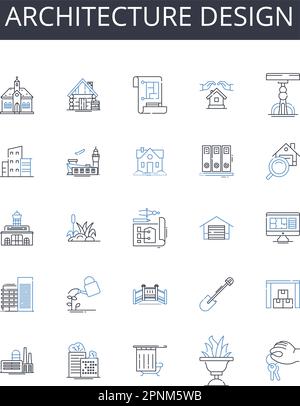 Architecture design line icons collection. Portfolio, Diversify, Assets, Equity, Capital, Returns, Growth vector and linear illustration. Stocks,Bonds Stock Vector