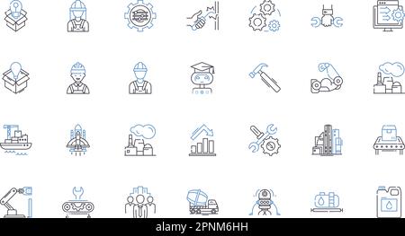 Automation line icons collection. Robotics, Efficiency, Production, Workflow, Innovation, Technology, Integration vector and linear illustration Stock Vector