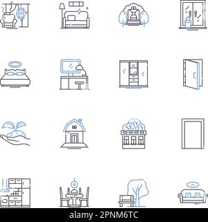 Comfy nest line icons collection. Cozy, Snug, Homey, Warm, Inviting, Soft, Relaxed vector and linear illustration. Comforting,Serene,Pleasant outline Stock Vector