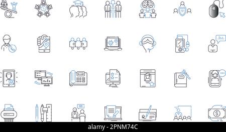 Market group line icons collection. Demographics, Target, Consumers, Niche, Segmentation, Audience, Buyer vector and linear illustration. Competition Stock Vector