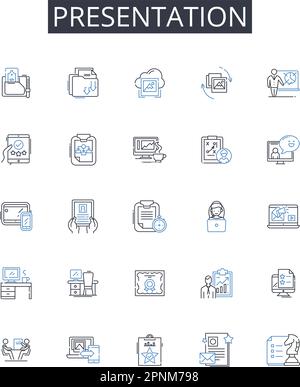 Showcasing line icons collection. Exhibit, Display, Highlight ...