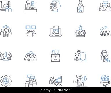 Counseling and guiding line icons collection. Therapy, Support, Advocate, Empathy, Understanding, Compassionate, Listening vector and linear Stock Vector