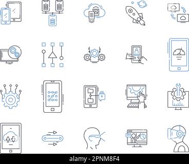 Data commerce line icons collection. Analytics, Big data, E-commerce, Insights, Integration, Marketing, Mtization vector and linear illustration Stock Vector