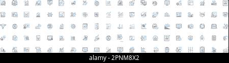 Information display line icons collection. Display, Screens, Interface, Data, Information, Graphics, Visuals vector and linear illustration. Monitor Stock Vector