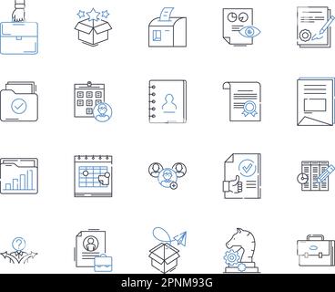 Records logs line icons collection. Archiving, Tracking, Cataloging ...