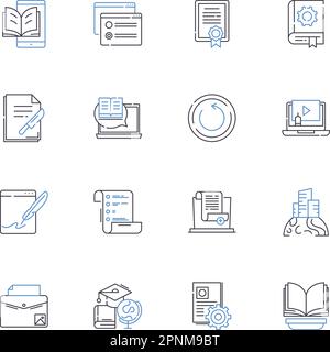 Cyber instruction line icons collection. Online, Virtual, E-learning, Remote, Internet-based, Digital, Webinars vector and linear illustration Stock Vector
