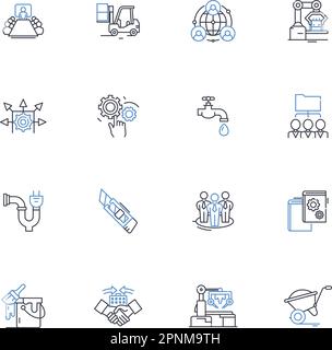 Packaging and labeling line icons collection. Branding, Design ...