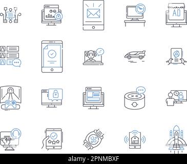 Big data line icons collection. Analytics, Volume, Velocity, Variety, Insights, Predictive, Optimization vector and linear illustration. Visualization Stock Vector