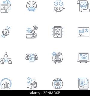 Economic system line icons collection. Capitalism, Market, Socialism ...