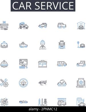 Car service line icons collection. Connections, Nerking, Interaction, Engagement, Collaboration, Relationships, Community vector and linear Stock Vector