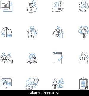Commercialism line icons collection. Consumerism, Materialism, Advertising, Sales, Branding, Commoditization, Marketing vector and linear illustration Stock Vector