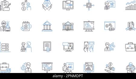 Tax line icons collection. Income, Deductions, Refund, Return, Audit, E-File, W- vector and linear illustration. ,Exemption,Bracket outline signs set Stock Vector