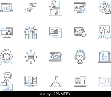 Operational workplace line icons collection. Efficiency, Procedures, Productivity, Technology, Quality, Safety, Workflow vector and linear Stock Vector