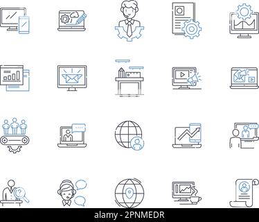 Conjoined teamwork line icons collection. Synergy, Collaboration ...