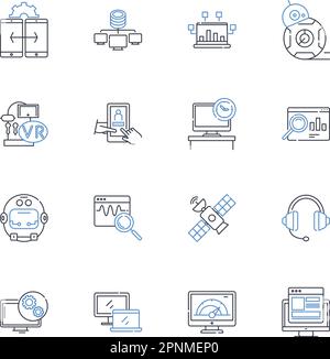 Business intelligence line icons collection. Analytics, Dashboard, KPI, Decision-making, Data, Insights, Strategy vector and linear illustration Stock Vector