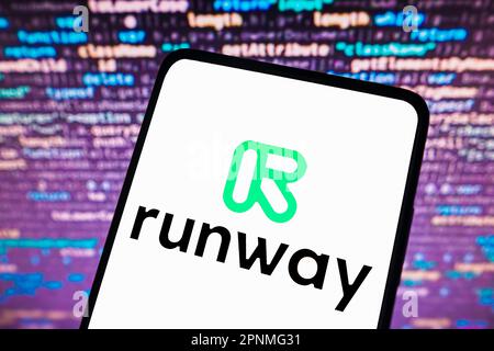 Brazil. 19th Apr, 2023. In this photo illustration, the Runway logo is displayed on a smartphone screen Credit: SOPA Images Limited/Alamy Live News Stock Photo