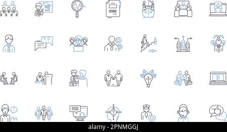 Organizational skills line icons collection. prioritize, efficiency, planning, time-management, delegation, coordination, multitasking vector and Stock Vector