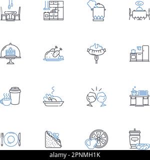 Blanching line icons collection. Blanch, Boiling, Cooking, Steaming, Parboiling, Scalding, Shocking vector and linear illustration. Boil,Heat Stock Vector