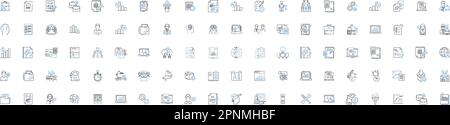 Data mining line icons collection. Extraction, Analysis, Patterns, Insights, Algorithms, Clustering, Classification vector and linear illustration Stock Vector