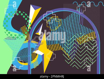 Very Busy Geometry Pattern Colorful geometric cover. Abstract busy geometry background. Minimal ...