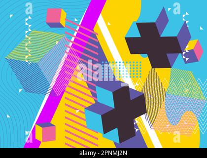 Very Busy Geometry Pattern Colorful geometric cover. Abstract busy geometry background. Minimal ...