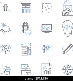 Digital devices line icons collection. Smartph, Tablet, Laptop, Computer, Monitor, Keyboard, Mouse vector and linear illustration. Headphs,Speakers Stock Vector