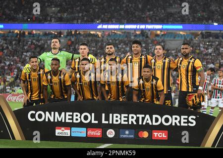 Rio, Brazil - april 18, 2023, Bolivia team poster in match between Fluminense vs The Strongest by Libertadores Cup, group stage in Maracana Stadium Stock Photo