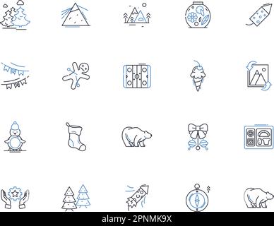 Frigid line icons collection. Icy, Chilly, Freezing, Cold, Frozen, Frosty, Arctic vector and linear illustration. Polar,Glacial,Numbing outline signs Stock Vector
