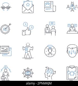 Joint enterprise line icons collection. Conspiracy, Accomplice, Collaboration, Cooperation, Sharing, Partnership, Unity vector and linear illustration Stock Vector