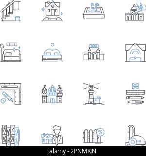Home repairs line icons collection. Renovation, Remodeling, Plumbing, Carpentry, Electrical, Roofing, Painting vector and linear illustration Stock Vector
