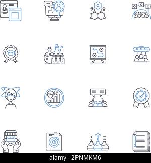 Knowledge center line icons collection. Information, Resources, Learning, Education, Repository, Study, Analysis vector and linear illustration Stock Vector