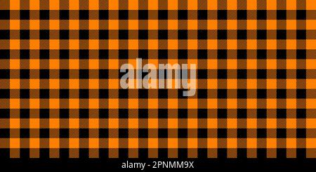 Gingham seamless pattern. Black orange vichy background texture. Checked tweed plaid repeating wallpaper. Fabric design template. Vector  Stock Vector