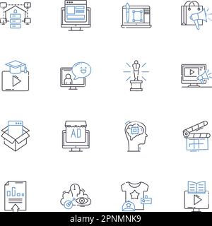 Online platforms line icons collection. Virtual, Digital, Internet, Web, Cyberspace, Cloud, Social media vector and linear illustration. Nerking Stock Vector